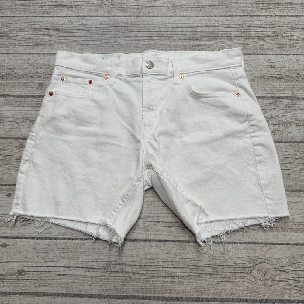 GAP Shorts Womens 6/28 White Denim Mid Rise Cut Off Slim Fit Summer Stretch Boho
